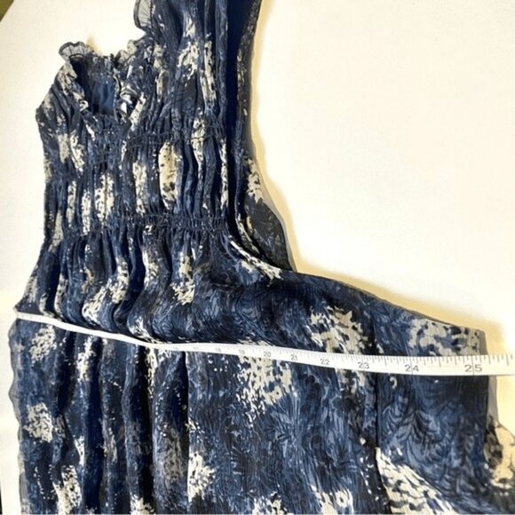 Joie Flowy Chiffon Trapezoid Baltic Print Navy Sleeveless Mini Dress Size XXL - Picture 6 of 11